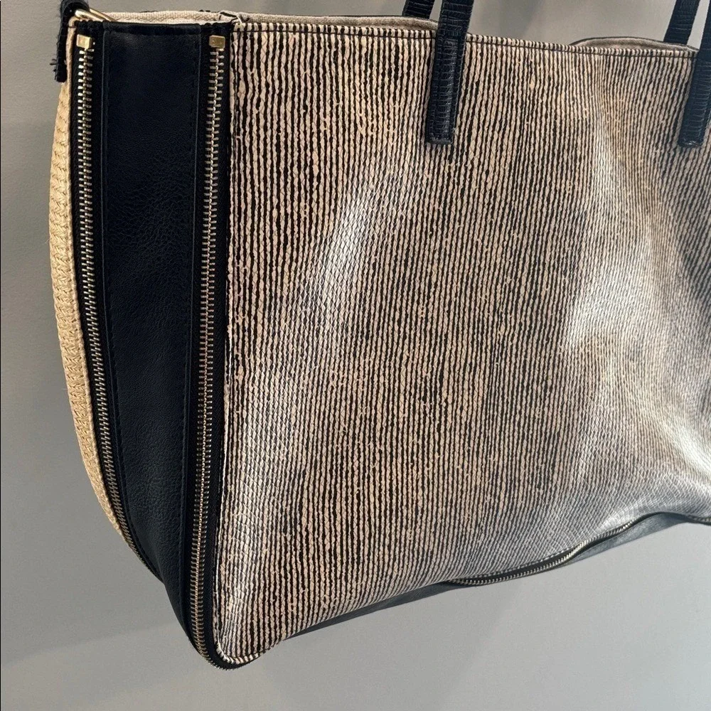 Sondra Roberts squared Black and Cream Tote, neutral, fall handbag/purse